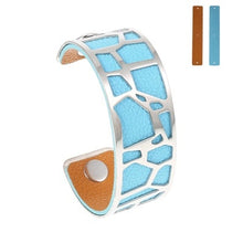 Carica l'immagine nel visualizzatore di Gallery, Giraffe Bangles Bracelets Femme manchette Cuffs Stainless Steel Bracelet Reversible Interchangeable Leather Band Pulseiras
