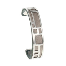 Carica l'immagine nel visualizzatore di Gallery, Labyrinth Cuff Leather Bangles Stainless Steel Bracelets Argent Bijoux Femme Manchette Reversible Opening Bangle Pulseras