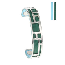 Carica l'immagine nel visualizzatore di Gallery, Labyrinth Cuff Leather Bangles Stainless Steel Bracelets Argent Bijoux Femme Manchette Reversible Opening Bangle Pulseras