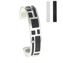 Carica l'immagine nel visualizzatore di Gallery, Labyrinth Cuff Leather Bangles Stainless Steel Bracelets Argent Bijoux Femme Manchette Reversible Opening Bangle Pulseras
