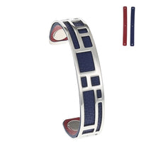 Carica l'immagine nel visualizzatore di Gallery, Labyrinth Cuff Leather Bangles Stainless Steel Bracelets Argent Bijoux Femme Manchette Reversible Opening Bangle Pulseras
