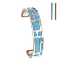 Carica l'immagine nel visualizzatore di Gallery, Labyrinth Cuff Leather Bangles Stainless Steel Bracelets Argent Bijoux Femme Manchette Reversible Opening Bangle Pulseras