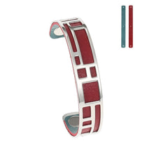 Carica l'immagine nel visualizzatore di Gallery, Labyrinth Cuff Leather Bangles Stainless Steel Bracelets Argent Bijoux Femme Manchette Reversible Opening Bangle Pulseras