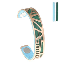 Carica l'immagine nel visualizzatore di Gallery, Leather Bracelets &amp; Bangles For Women Hollow Stainless Steel Cuff 14mm Leather Bangle Jewelry