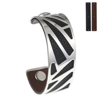 Load image into Gallery viewer, Opening Ribbon Cuff Hollow Cuff Leather Bangle Bracelet Reversible Bracelet Stainless Steel 25mm Leather Bracelet &amp; Bangle