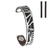 Carica l'immagine nel visualizzatore di Gallery, Palm Tree Bracelets Plover Cuff 14mm Wide Cham Leather Bracelet Reversible Bijoux Femme Bangles Stainless Steel Pulseras