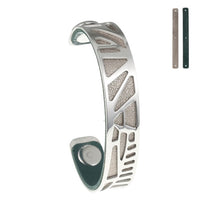 Carica l'immagine nel visualizzatore di Gallery, Palm Tree Bracelets Plover Cuff 14mm Wide Cham Leather Bracelet Reversible Bijoux Femme Bangles Stainless Steel Pulseras