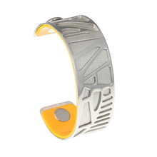 Carica l'immagine nel visualizzatore di Gallery, Plam Tree Bangle Arm Cuff Leather Bracelet Stainless Steel Bracelet Argent Interchangeable Reversible 25mm Leather Band