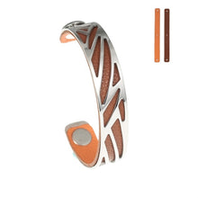 Carica l'immagine nel visualizzatore di Gallery, Ruban Bangles Steel Stainless Bracelets Argent For Women Reversible Interchangeable Leather Band Arm Cuff Jewelry Pulseras