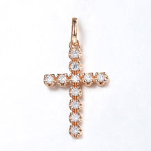 Load image into Gallery viewer, Cross Crucifix Clear Crystal Pendant Necklace for Men Women 585 Rose Gold Prayer Jesus Snail Link Chain Wholesale Jewelry GPM26