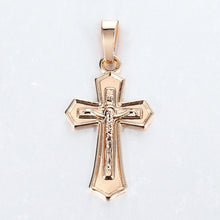 Load image into Gallery viewer, Cross Crucifix Clear Crystal Pendant Necklace for Men Women 585 Rose Gold Prayer Jesus Snail Link Chain Wholesale Jewelry GPM26