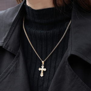 Cross Crucifix Clear Crystal Pendant Necklace for Men Women 585 Rose Gold Prayer Jesus Snail Link Chain Wholesale Jewelry GPM26