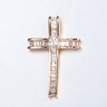 Load image into Gallery viewer, Cross Crucifix Clear Crystal Pendant Necklace for Men Women 585 Rose Gold Prayer Jesus Snail Link Chain Wholesale Jewelry GPM26