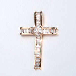 Cross Crucifix Clear Crystal Pendant Necklace for Men Women 585 Rose Gold Prayer Jesus Snail Link Chain Wholesale Jewelry GPM26