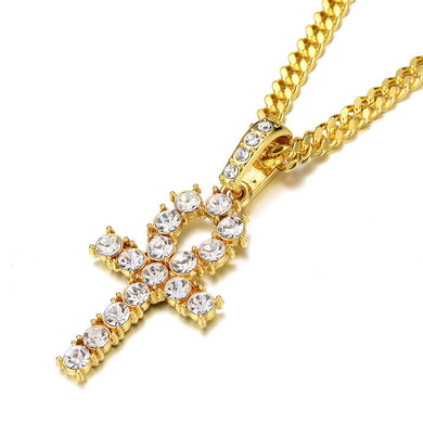Cross Necklace For Men Hiphop Rock AAA Zircon Crystal Male Necklace Pendant Gold Silver Color 2018 New