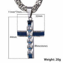 Load image into Gallery viewer, Cross Pendant Necklaces for Men Stainless Steel Byzantine Chain Gold Silver Black Mens Necklaces Pendant CZ Rhinestone DLKPM86