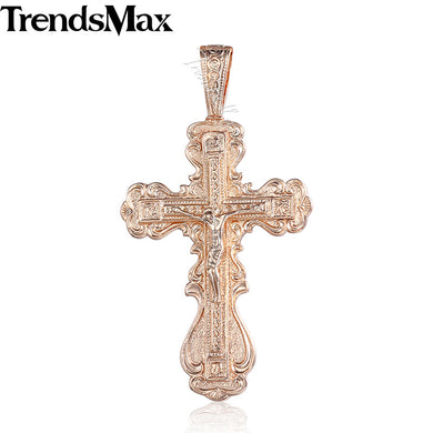Crucifix Cross Pendant Necklace For Women Men's Chain 585 Rose Gold Snail Link Chain Cross Necklace 2018 Fashion Jewelry KGP172
