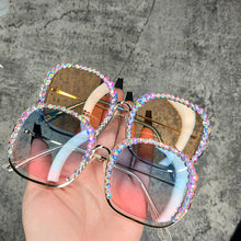 Load image into Gallery viewer, Crystal Blingbling Sunglasses 2023 Square Semi-Rimless  Brand Designer Rhinestone Lunette De Soleil Femme