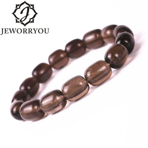 Crystal Bracelet Men 12x13mm Smoky Quartz Male Bracelet Fashion Jewelry 2017 Women Bracelet Natural Stone Beads