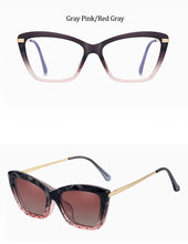 Load image into Gallery viewer, Crystal Cat Eye Polarized Sunglasses Women 2 in 1 Magnet Clip On Sunglasses Female Transparent Anti blue light Glasses Frame