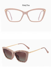 Load image into Gallery viewer, Crystal Cat Eye Polarized Sunglasses Women 2 in 1 Magnet Clip On Sunglasses Female Transparent Anti blue light Glasses Frame