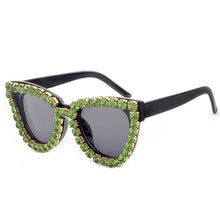 Load image into Gallery viewer, Crystal Cat Eye Sunglasses Women Black Blue Vintage Diamond Sunglasses  Oversized Sun Glasses Female Shades UV400