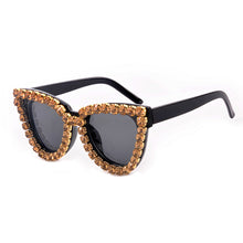 Load image into Gallery viewer, Crystal Cat Eye Sunglasses Women Black Blue Vintage Diamond Sunglasses  Oversized Sun Glasses Female Shades UV400