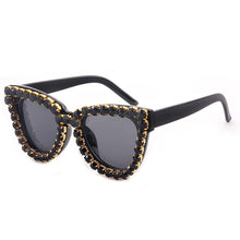 Load image into Gallery viewer, Crystal Cat Eye Sunglasses Women Black Blue Vintage Diamond Sunglasses  Oversized Sun Glasses Female Shades UV400