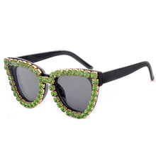 Load image into Gallery viewer, Crystal Cat Eye Sunglasses Women Black Blue Vintage Diamond Sunglasses  Oversized Sun Glasses Female Shades UV400