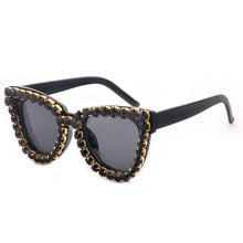 Load image into Gallery viewer, Crystal Cat Eye Sunglasses Women Black Blue Vintage Diamond Sunglasses  Oversized Sun Glasses Female Shades UV400