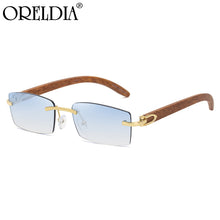 Load image into Gallery viewer, Crystal Cut Rimless Square Sunglasses Men&#39;s Retro Wood Gray Brown Sunglasses Male Hip Hop Driving Sunshade Ladies Glasses UV400