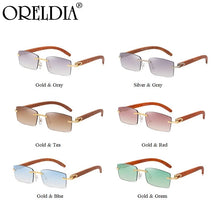 Load image into Gallery viewer, Crystal Cut Rimless Square Sunglasses Men&#39;s Retro Wood Gray Brown Sunglasses Male Hip Hop Driving Sunshade Ladies Glasses UV400