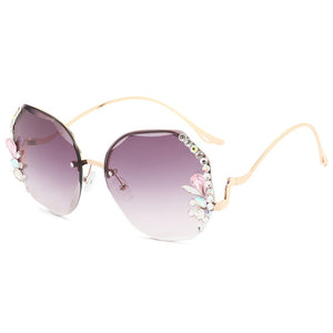 Crystal Diamond Rimless Sunglasses Women  Brand Designer  Oversize Gradient Sun Glasses UV400 Shades Female Eyewear