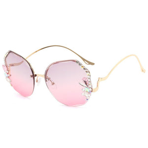 Crystal Diamond Rimless Sunglasses Women  Brand Designer  Oversize Gradient Sun Glasses UV400 Shades Female Eyewear