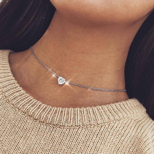 Crystal Heart Necklace Pendants For Women Short Gold Necklace Chain Pendant Necklace Crystal Heart Choker Necklace Chocker Neck