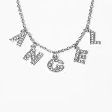 Carica l&#39;immagine nel visualizzatore di Gallery, Crystal Letter Angel Necklace Gothic Simple Silver Color Shiny Rhinestones Link Chain Pedant Necklace Choker Collar Jewelry