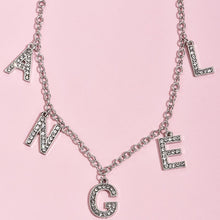 Carica l&#39;immagine nel visualizzatore di Gallery, Crystal Letter Angel Necklace Gothic Simple Silver Color Shiny Rhinestones Link Chain Pedant Necklace Choker Collar Jewelry