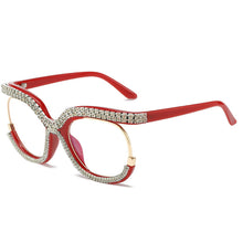 Carica l&#39;immagine nel visualizzatore di Gallery, Crystal  Blingbling Round Eyeglasses for Women Oversized Rhinestone Transparent Clear Sunglasses Optical Glasses Frames