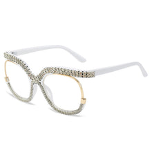Carica l&#39;immagine nel visualizzatore di Gallery, Crystal  Blingbling Round Eyeglasses for Women Oversized Rhinestone Transparent Clear Sunglasses Optical Glasses Frames