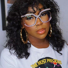 Carica l&#39;immagine nel visualizzatore di Gallery, Crystal  Blingbling Round Eyeglasses for Women Oversized Rhinestone Transparent Clear Sunglasses Optical Glasses Frames
