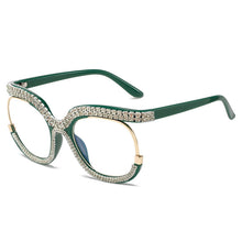 Carica l&#39;immagine nel visualizzatore di Gallery, Crystal  Blingbling Round Eyeglasses for Women Oversized Rhinestone Transparent Clear Sunglasses Optical Glasses Frames