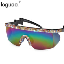 Load image into Gallery viewer, Crystal  Oversized Sport Sunglasses Women 2023 Crystal Rhinstone One Piece Bling Sun Glasses Men Goggle Oculos De Sol