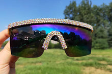 Load image into Gallery viewer, Crystal  Oversized Sport Sunglasses Women 2023 Crystal Rhinstone One Piece Bling Sun Glasses Men Goggle Oculos De Sol