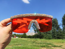 Load image into Gallery viewer, Crystal  Oversized Sport Sunglasses Women 2023 Crystal Rhinstone One Piece Bling Sun Glasses Men Goggle Oculos De Sol