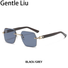 Carica l'immagine nel visualizzatore di Gallery, Crystal Rhinestone Vintage Square Rimless Sunglasses Women Frameless Sun Glasses for Men 2023  Retro Eyewear Uv400