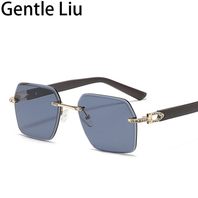 Crystal Rhinestone Vintage Square Rimless Sunglasses Women Frameless Sun Glasses for Men 2023  Retro Eyewear Uv400