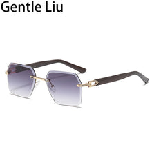 Carica l'immagine nel visualizzatore di Gallery, Crystal Rhinestone Vintage Square Rimless Sunglasses Women Frameless Sun Glasses for Men 2023  Retro Eyewear Uv400