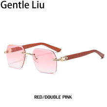 Carica l'immagine nel visualizzatore di Gallery, Crystal Rhinestone Vintage Square Rimless Sunglasses Women Frameless Sun Glasses for Men 2023  Retro Eyewear Uv400