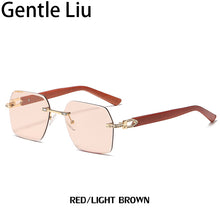 Carica l'immagine nel visualizzatore di Gallery, Crystal Rhinestone Vintage Square Rimless Sunglasses Women Frameless Sun Glasses for Men 2023  Retro Eyewear Uv400