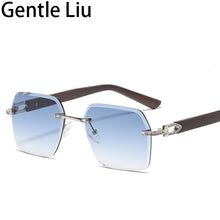 Carica l'immagine nel visualizzatore di Gallery, Crystal Rhinestone Vintage Square Rimless Sunglasses Women Frameless Sun Glasses for Men 2023  Retro Eyewear Uv400